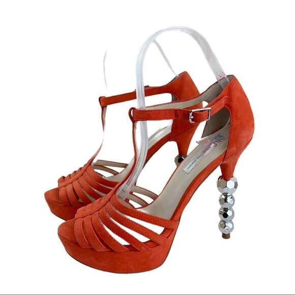 INC INTERNATIONAL CONCEPTS HEELS Orange Suede Shoe 6.5 - Picture 1 of 12